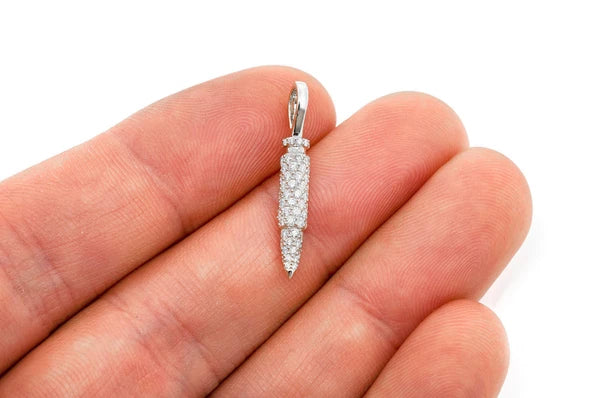 0.65ct Diamond Bullet Pendant 18K Solid Gold