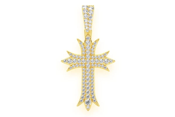 Erkals Jewellers Deco Three Row Cross Pendant 18K Gold Diamond 0.65ctw