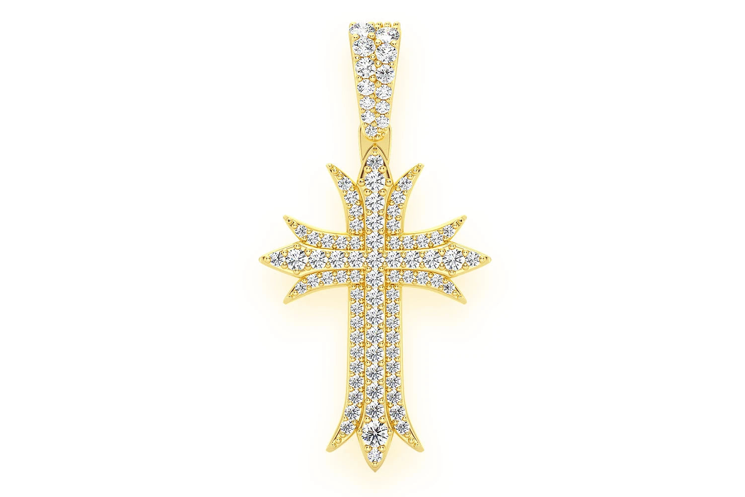 Erkals Jewellers Deco Three Row Cross Pendant 18K Gold Diamond 0.65ctw