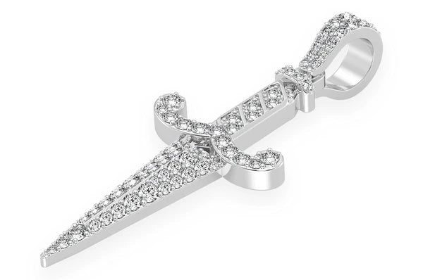 1.50ct Diamond Dagger Pendant 18K Solid Gold
