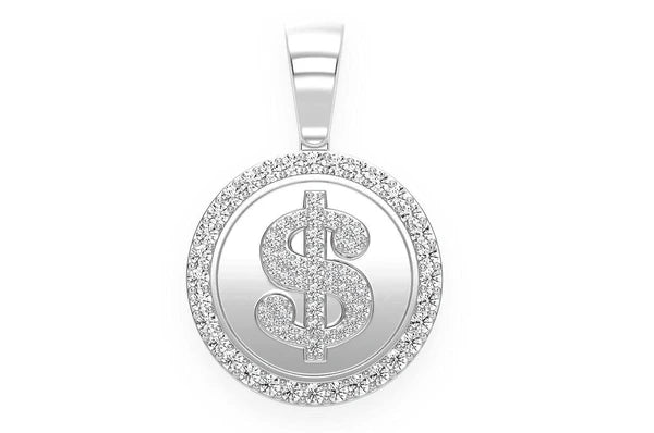 1.00ct Diamond Dollar Sign Medallion Pendant 18K Solid Gold