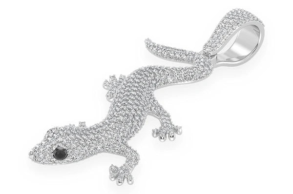 Pendentif diamant lézard 4,20 ct en or massif 14 carats
