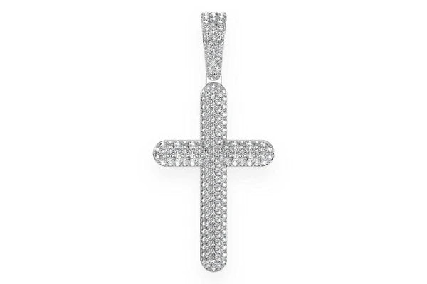 Erkals Jewellers Five Row Bubbly Cross Pendant 18K Gold Diamond 2.00ctw