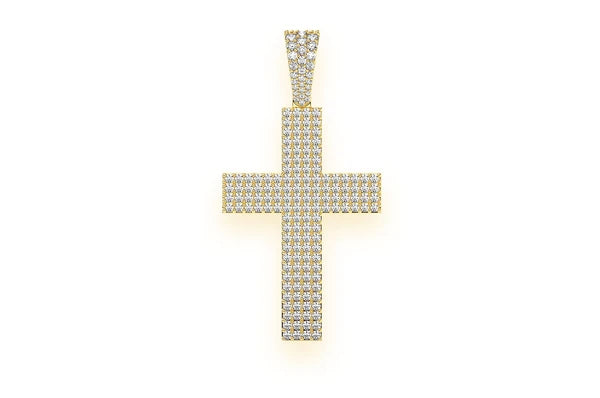 Pendentif croix plate à quatre rangées de diamants 1,15 ct en or massif 14 carats