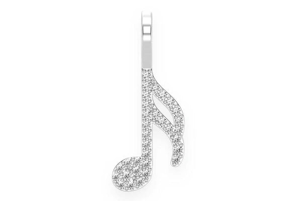 Erkals Jewellers Semiquaver Music Note Diamond Pendant 18K Gold 0.15ctw