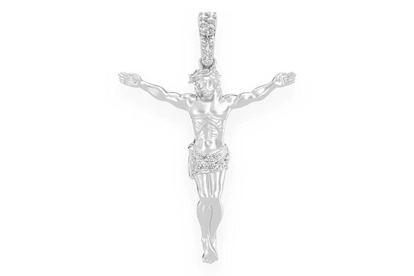 Erkals Jewellers Crucifix Half Diamond Pendant 18k Yellow Gold