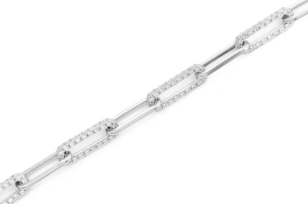 Bracelet à maillons Rolo allongés en diamant de 3,25 ct en or massif 14 carats