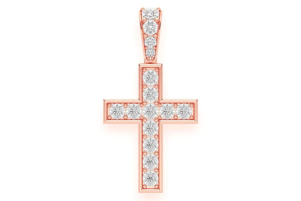 Erkals Jewellers Miracle Set Cross Small Pendant 18K Gold Diamond 0.15ctw