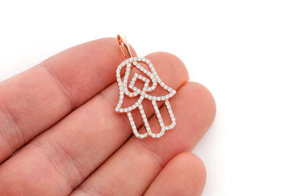 1.00ct Diamond Hasma Silhouette Pendant 18K Solid Gold
