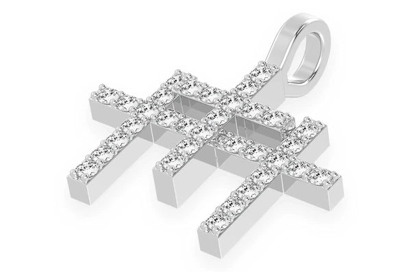 0.45ct Diamond Triple Cross Pendant 18K Solid Gold