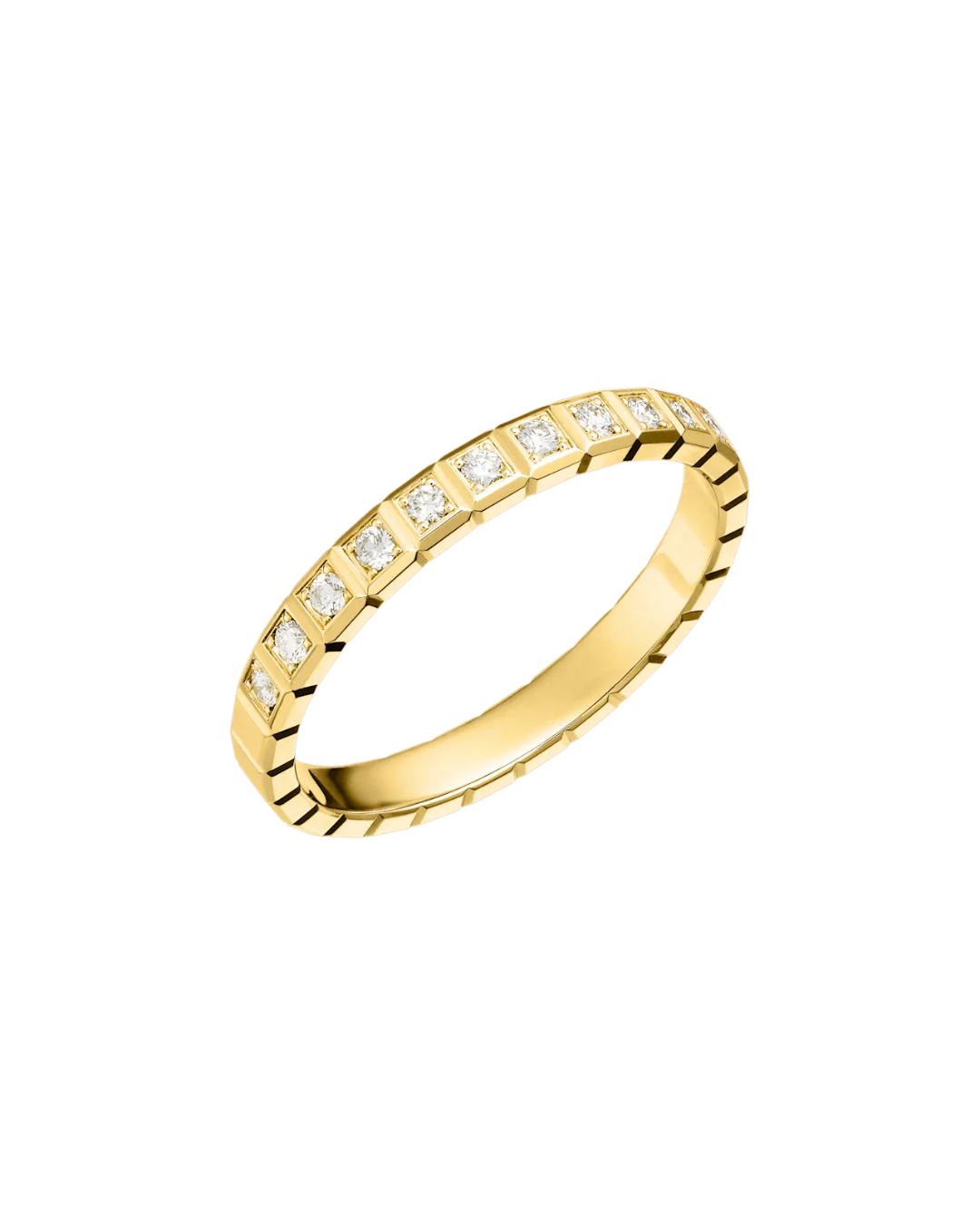 Ice Cube Half-Set Diamond Ring 18ct Yellow Gold