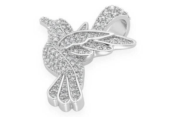 Pendentif diamant colibri volant 0,65 ct en or massif 14 carats