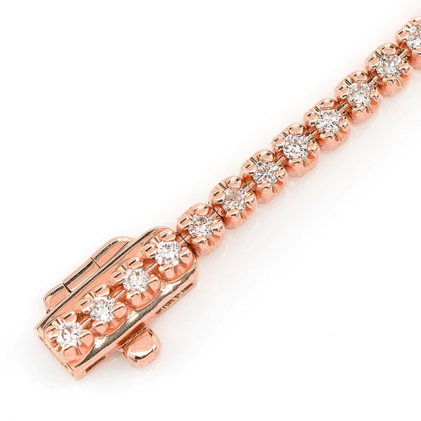 Erkals Jewellers Beaded Crown Set Diamond Link Bracelet 18K Gold 1.00ctw