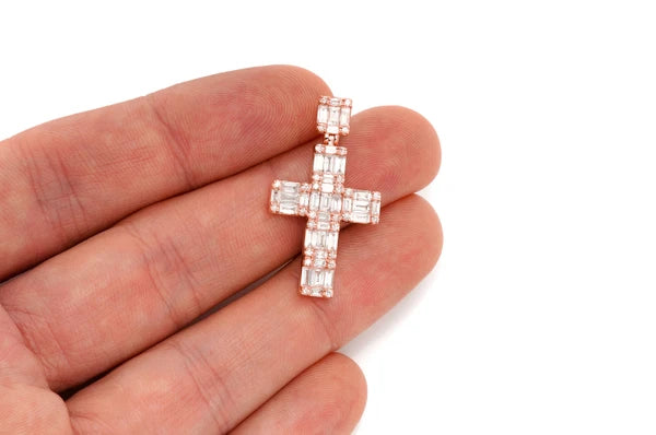 Erkals Jewellers Baguette Cross Pendant 18K Gold Diamond 1.80ctw