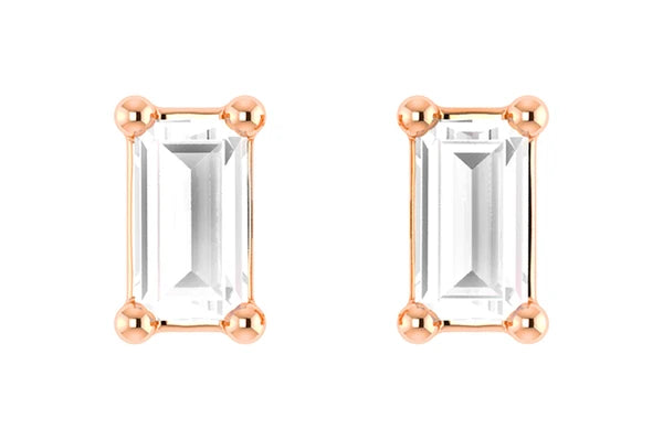 Erkals Jewellers Baguette Solitaire Stud Earrings 18K Gold 0.20ctw