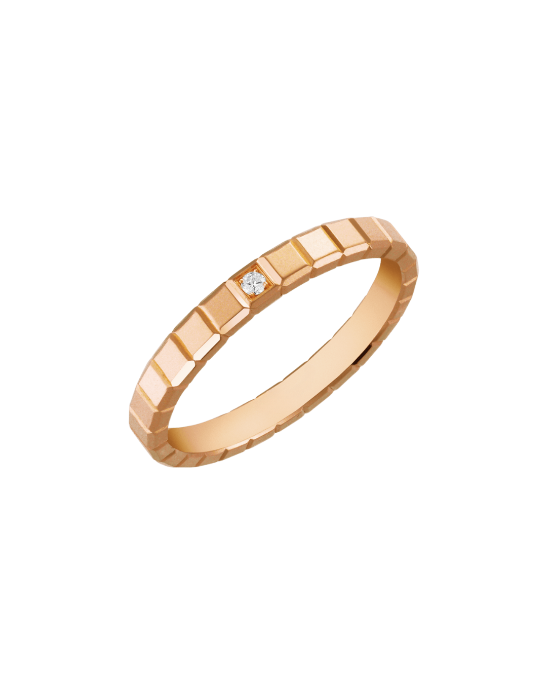 Ice Cube Single Diamond Ring 18ct Rose Gold