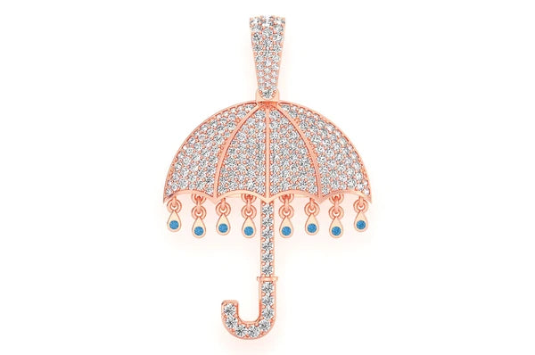 2.65ct Diamond Umbrella Pendant 18K Solid Gold