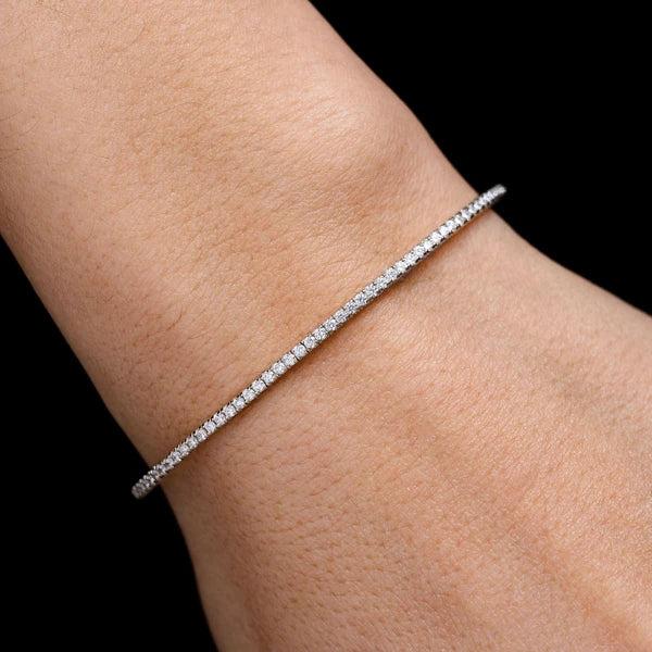 Erkals Jewellers Prong Set Diamond Flex Tennis Bangle Bracelet 18K Gold 0.70ctw