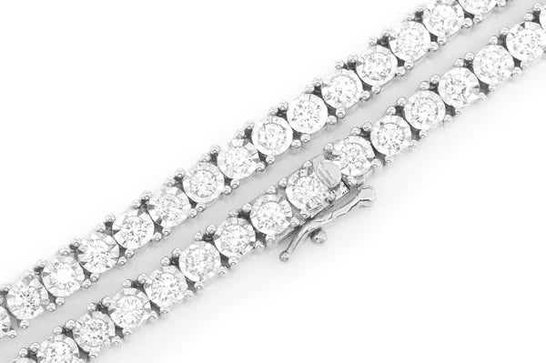 Erkals Jewellers 6pt Miracle Set Diamond Tennis Necklace 18K Gold 8.95ctw