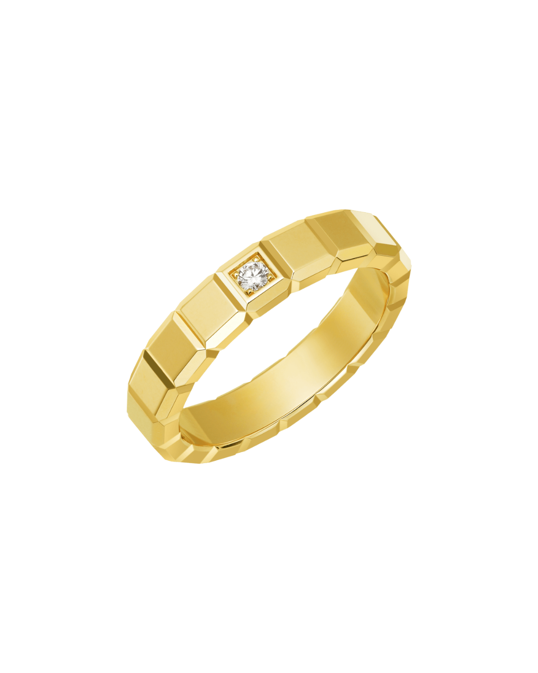 Ice Cube Single Diamond Ring 18ct Yellow Gold