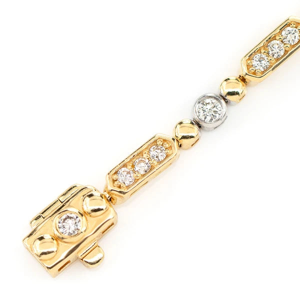 Erkals Jewellers Alternating Bezel Bar Link Bracelet 18K Gold 0.85ctw