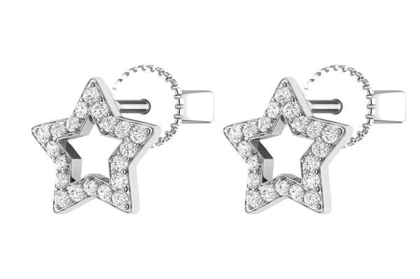 Erkals Jewellers Open 5 Point Star Stud Earrings 18K Gold 0.20ctw