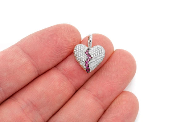 Erkals Jewellers Broken Heart Emoji Pendant 18K Gold Diamond 0.70ctw