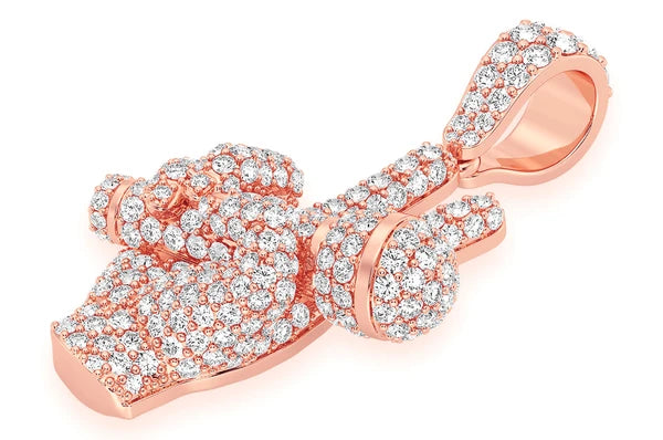 2.65ct Diamond Peace Sign Microphone Pendant 18K Solid Gold