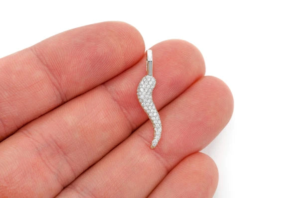 Erkals Jewellers Italian Horn Pendant 18K Gold Diamond 0.30ctw