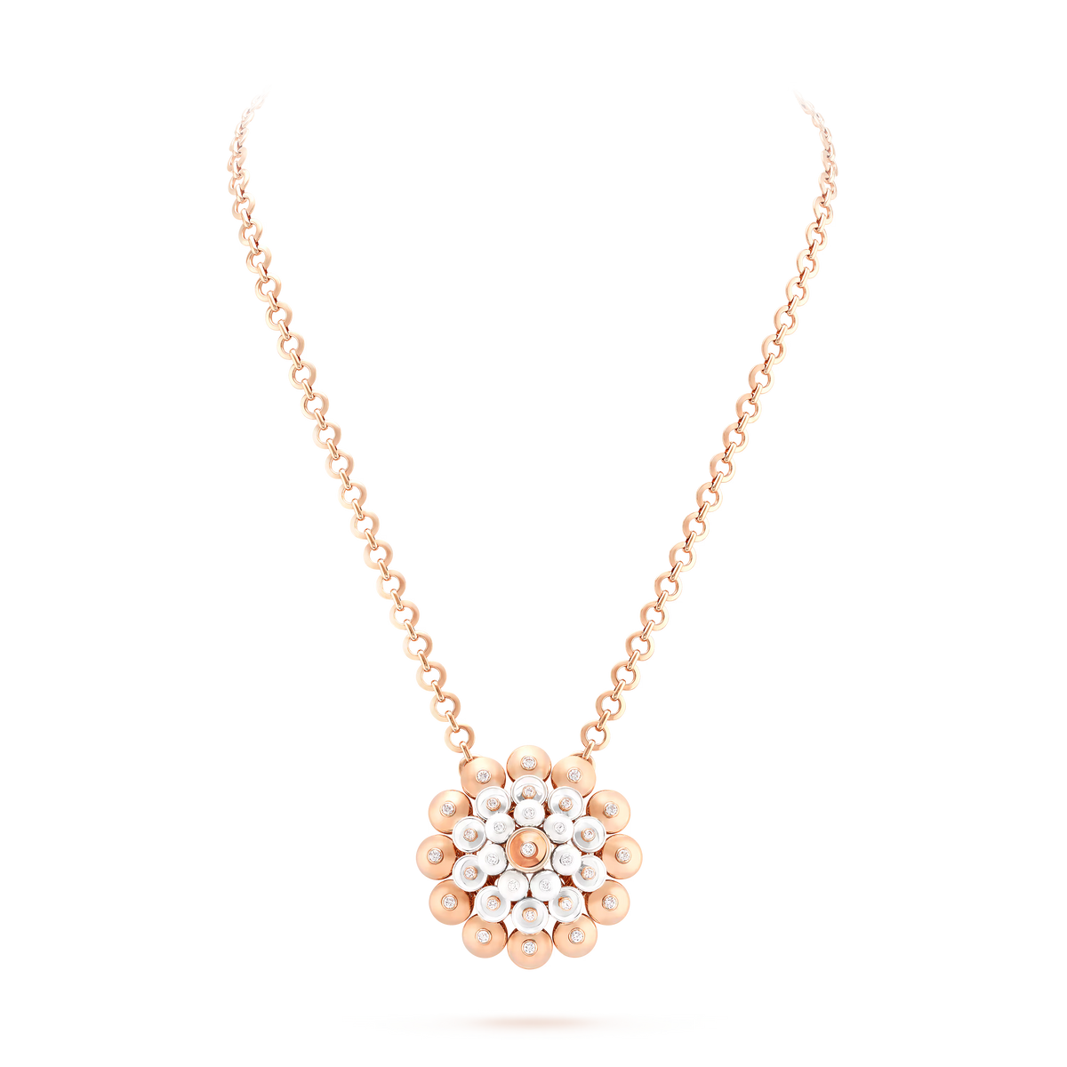 Van Cleef & Arpels Bouton d'Or Pendant 18K Rose Gold White Gold Diamond