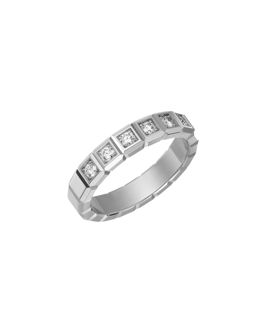 Ice Cube Half-Set Diamond Ring 18ct White Gold