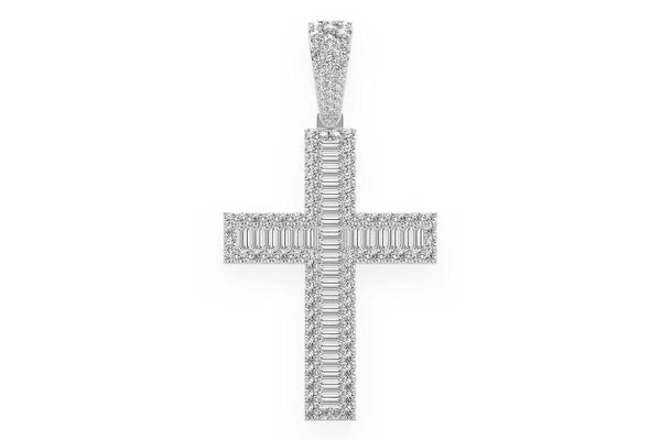 Erkals Jewellers Large Baguette Cross Pendant 18K Gold Diamond 4.00ctw