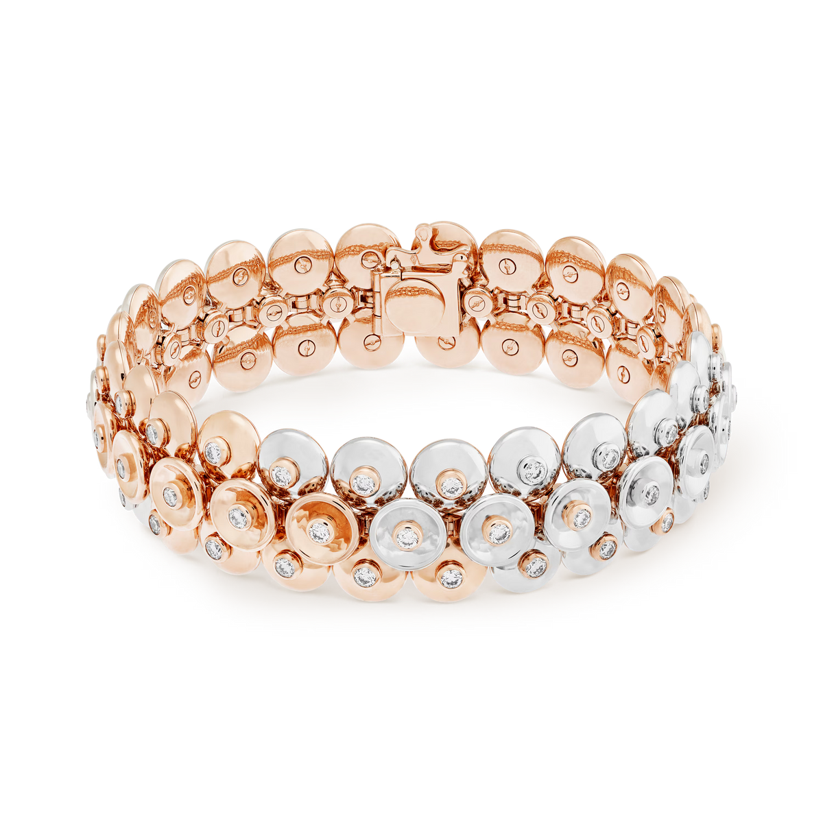 Van Cleef & Arpels Bouton d'Or Bracelet 18K Rose Gold White Gold Diamond