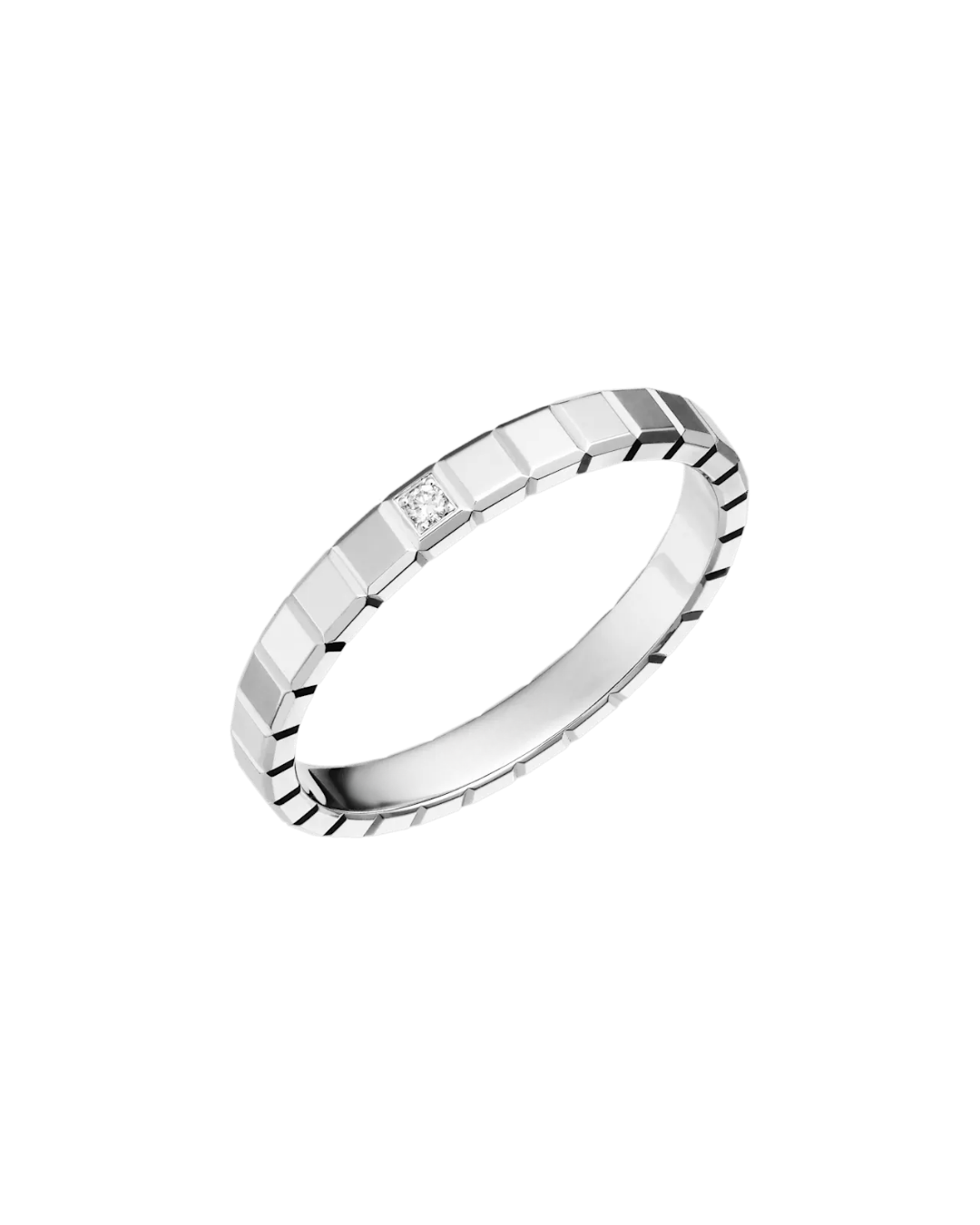 Ice Cube Single Diamond Ring 18ct White Gold