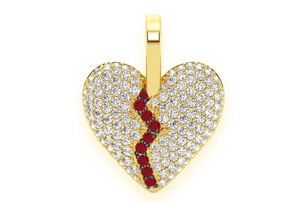 Erkals Jewellers Broken Heart Emoji Pendant 18K Gold Diamond 0.70ctw