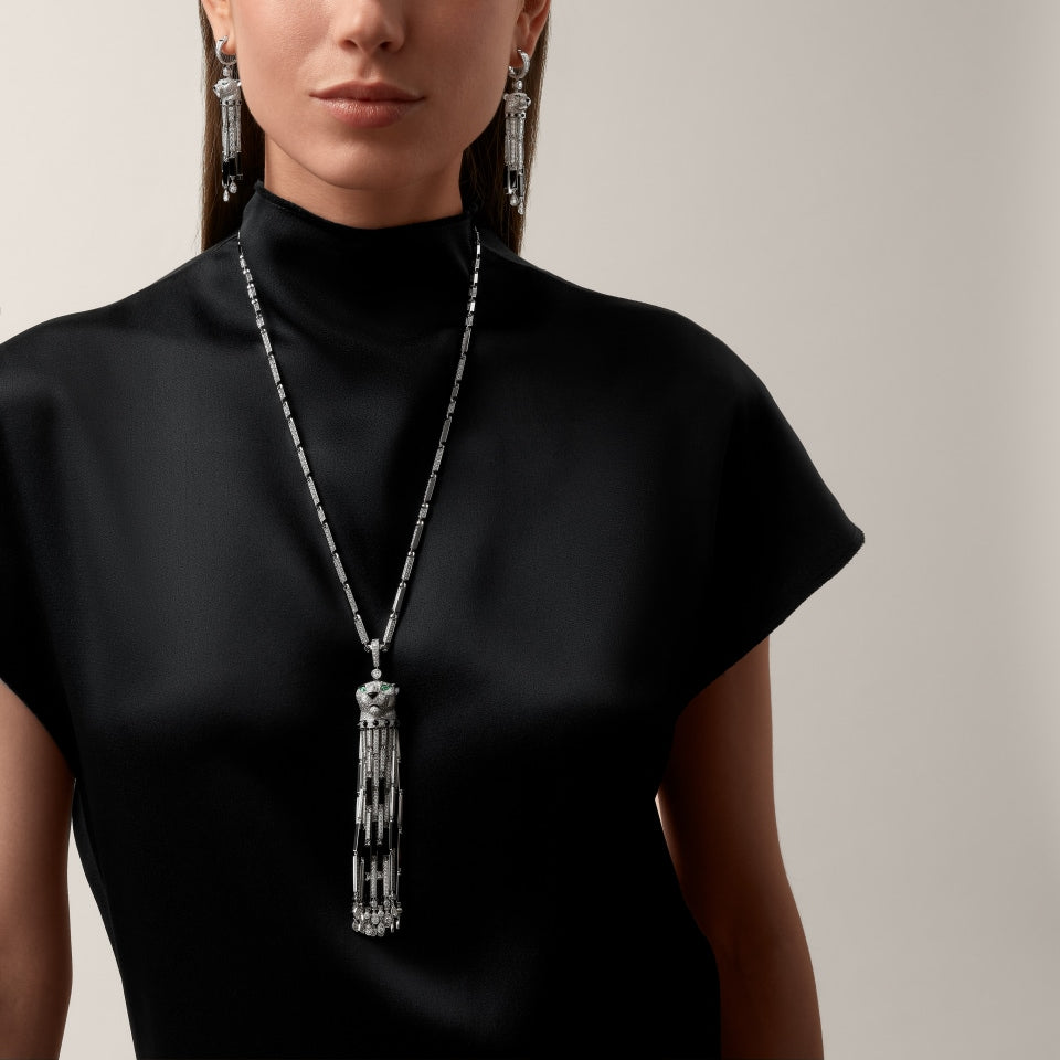 Cartier Panthère de Cartier Long Necklace White Gold Onyx Emerald Diamonds