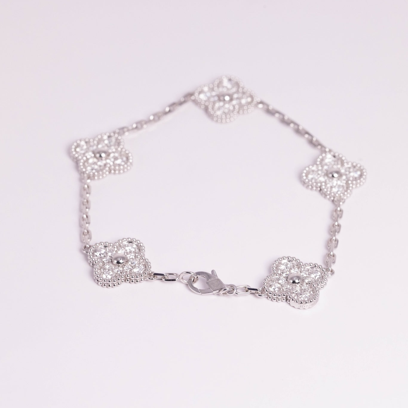 Van Cleef & Arpels Vintage Alhambra Bracelet 5 Motifs Diamonds 18K White Gold