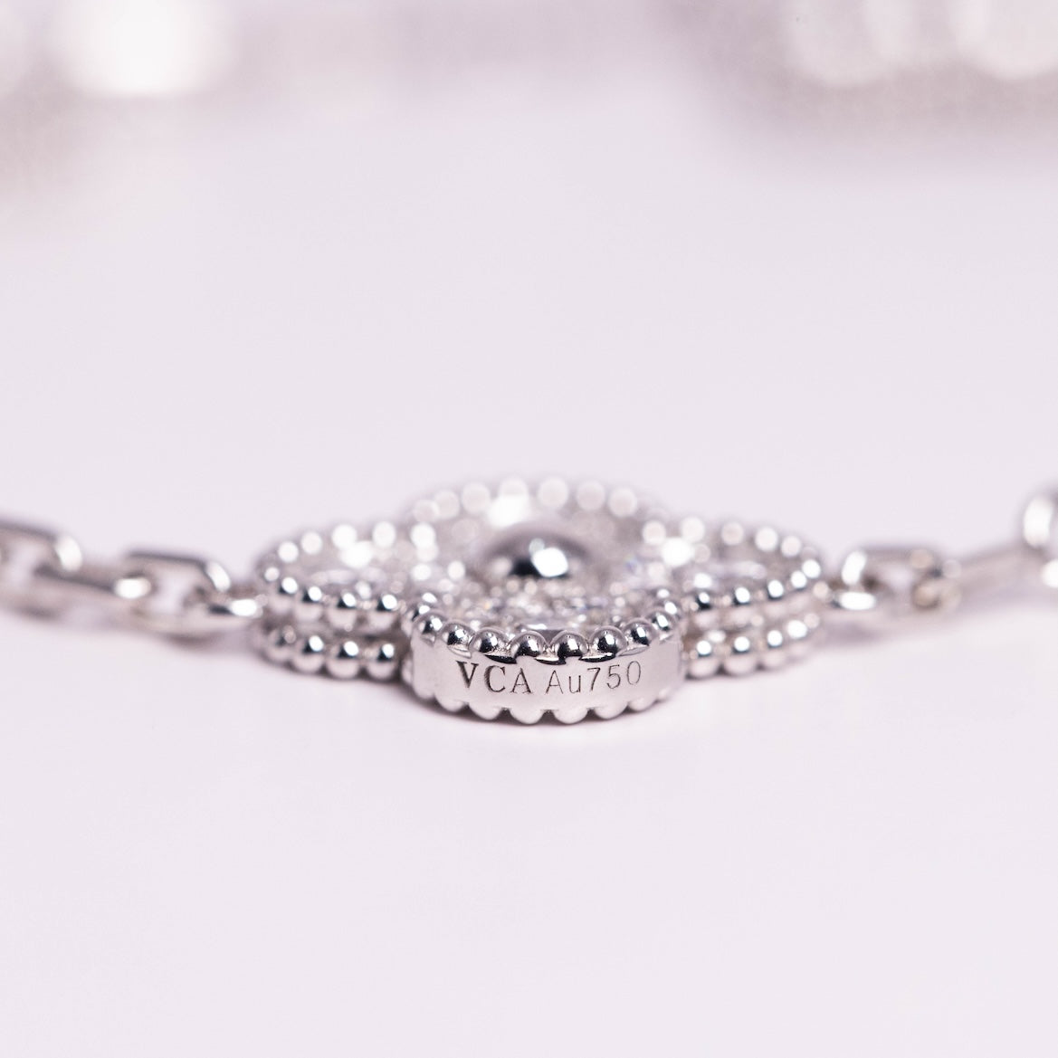 Van Cleef & Arpels Vintage Alhambra Bracelet 5 Motifs Diamonds 18K White Gold