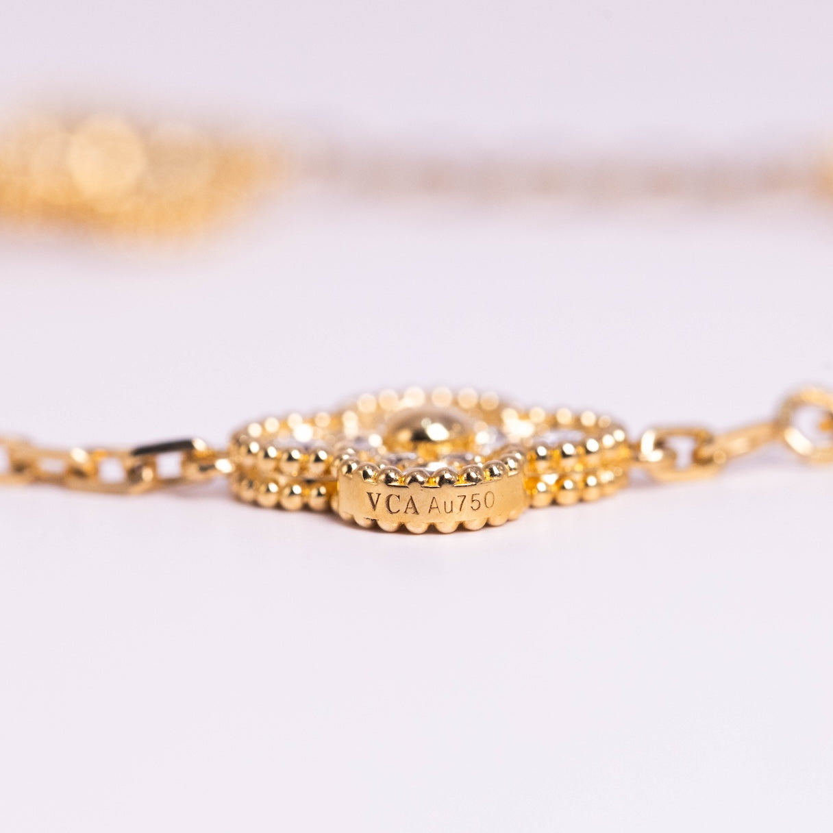 Van Cleef & Arpels Vintage Alhambra Bracelet 5 Motifs Full Diamonds 18K Yellow Gold