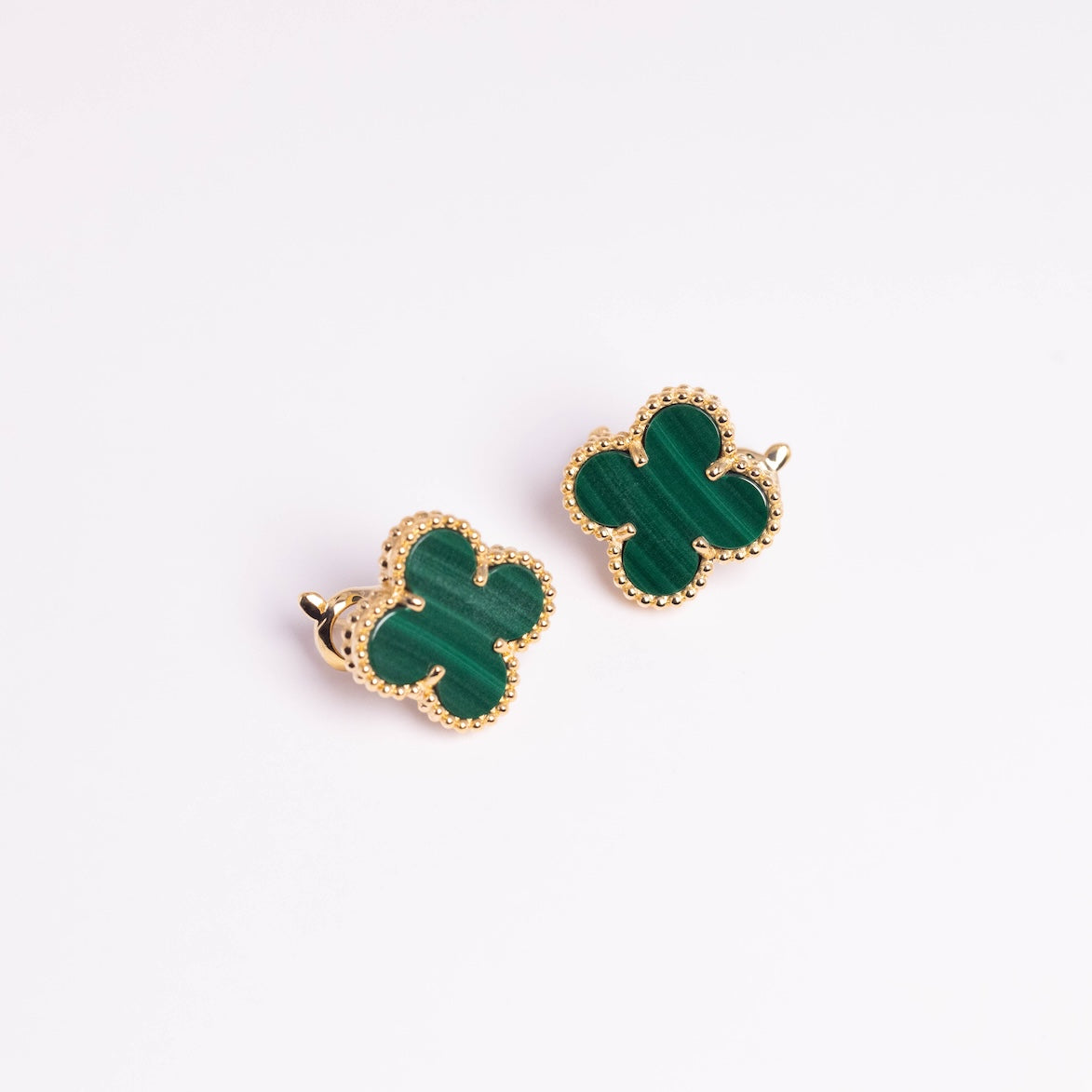 Van Cleef & Arpels Vintage Alhambra Earrings Malachite 18K Yellow Gold