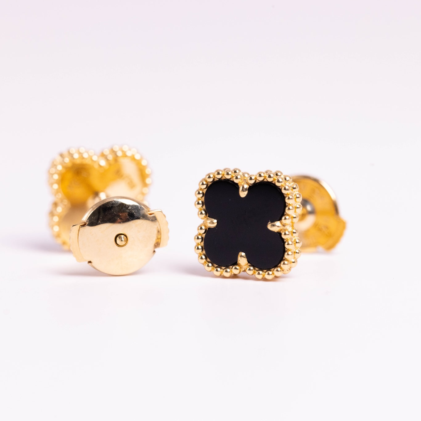 Van Cleef & Arpels Sweet Alhambra Earrings Onyx 18K Yellow Gold