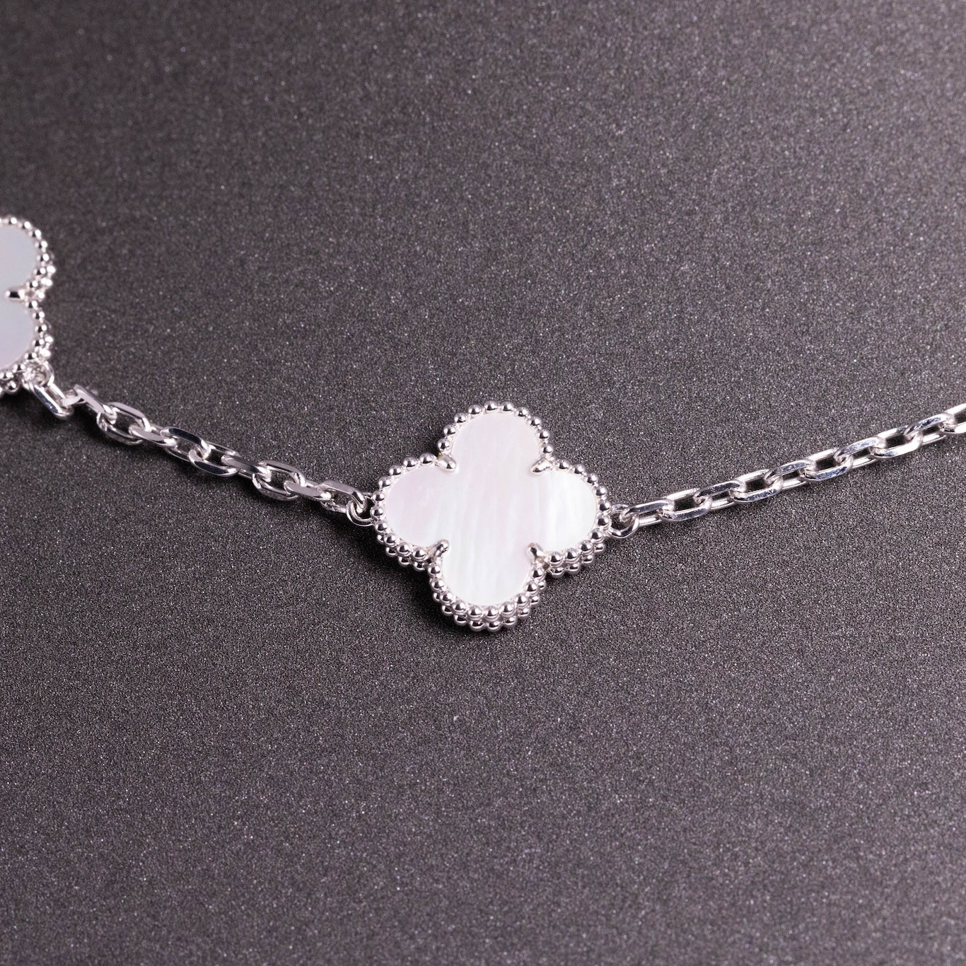 Van Cleef & Arpels Vintage Alhambra Necklace 10 Motifs Mother-Of-Peal 18K White Gold