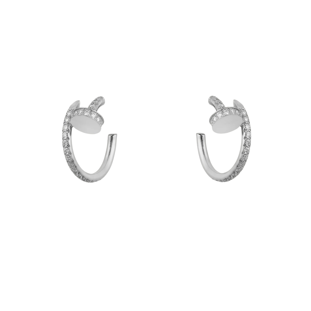 Cartier Juste Un Clou Hoop Earrings Small Paved Diamonds 18ct Gold