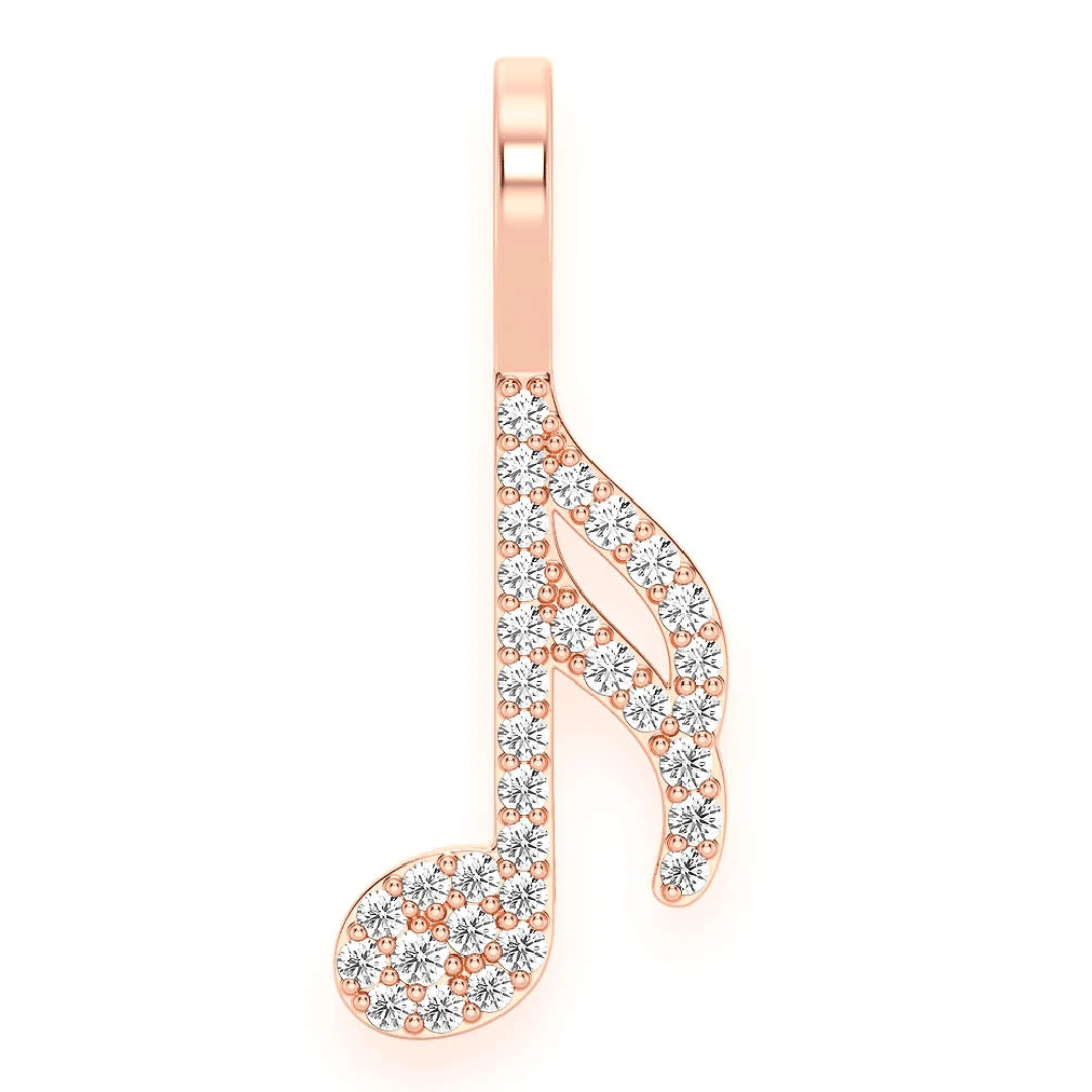 Pendentif diamant semi-cave note de musique 0,15 ct en or massif 14 carats