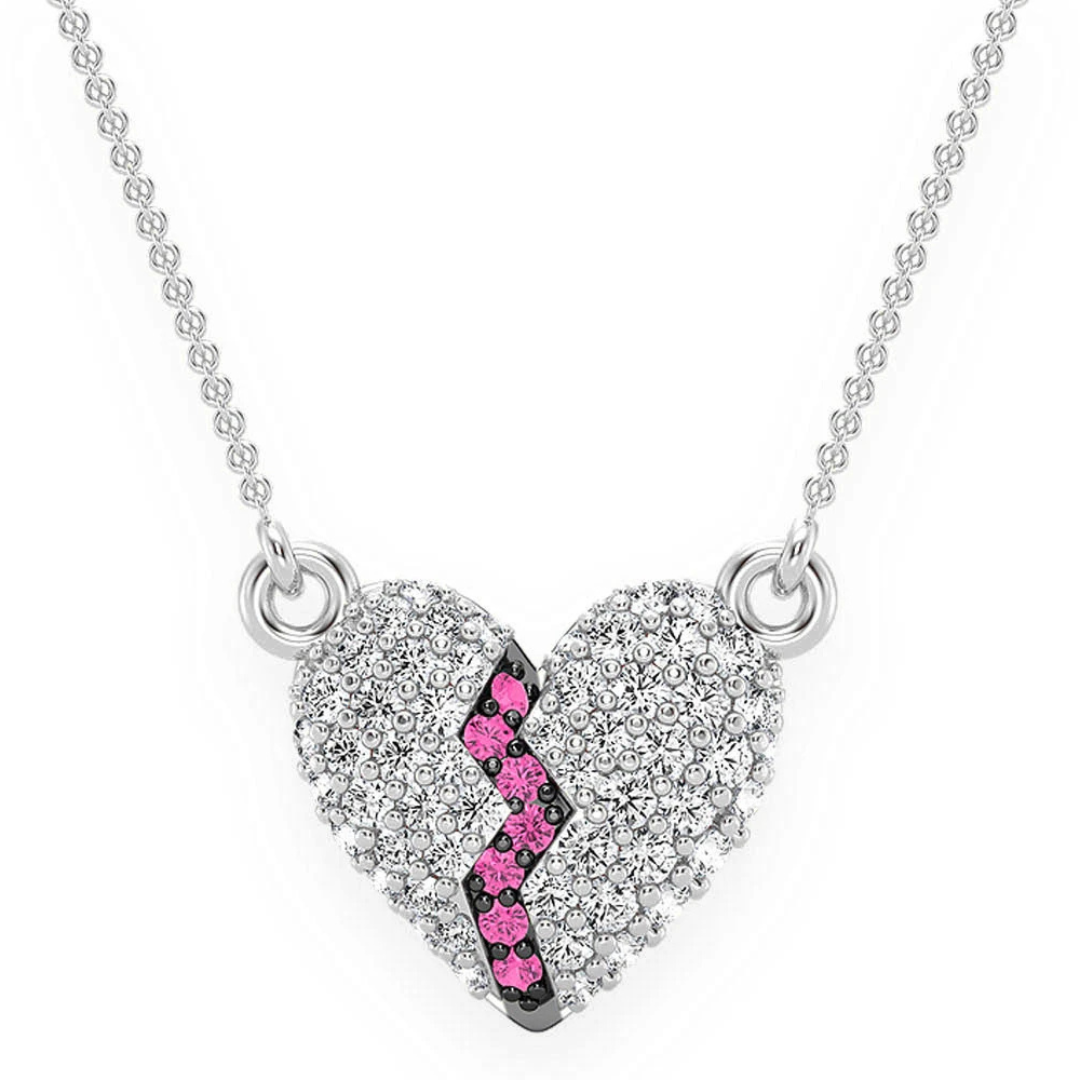 0.35ct Diamond Heartbreaker Connected Necklace 18K Solid Gold