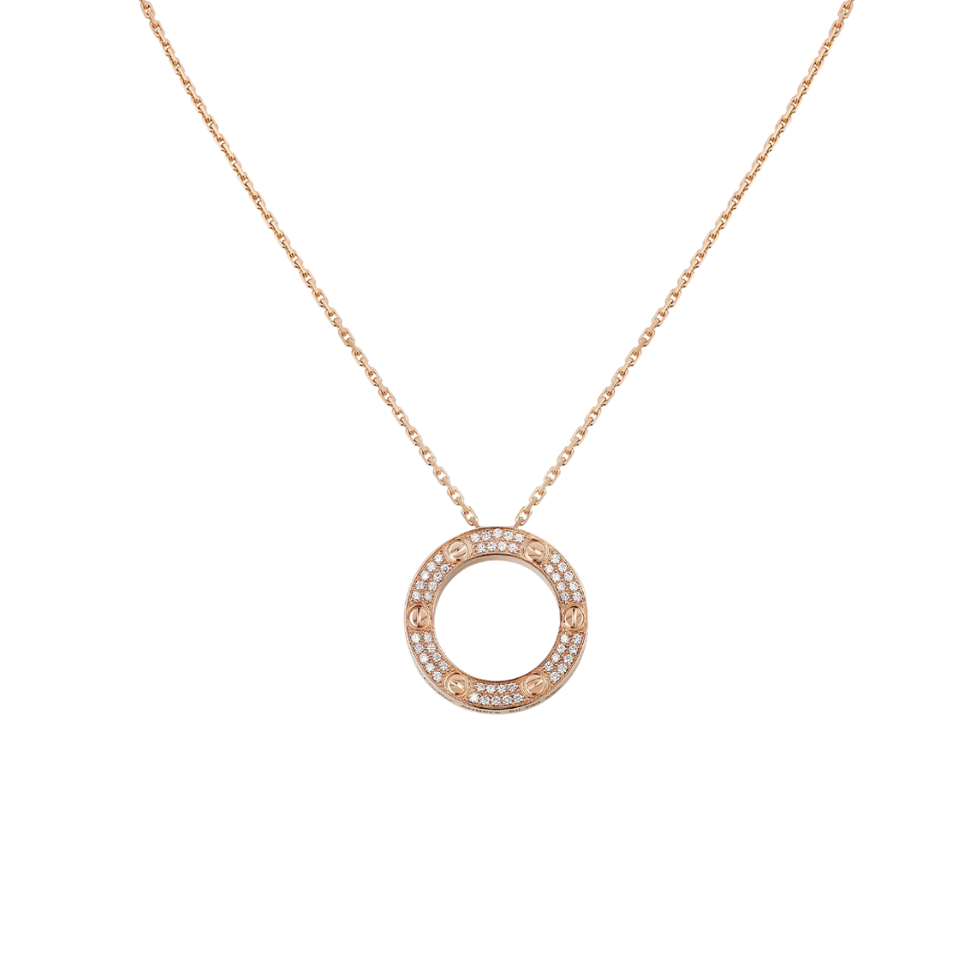 Cartier Love Pendant Paved Diamonds 18ct Rose Gold
