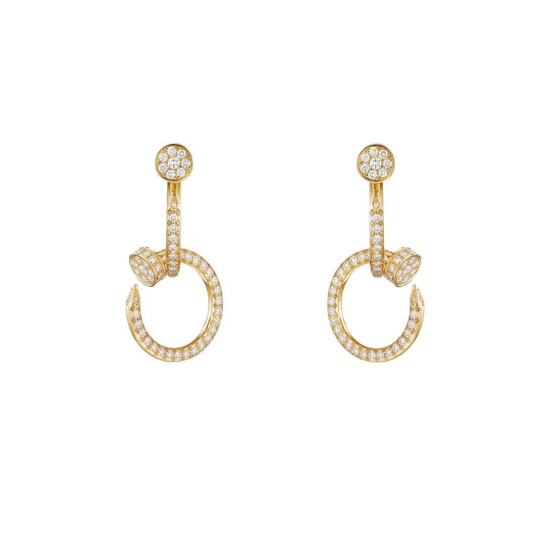 Cartier Juste Un Clou Earring Double Hoop Semi-Paved Diamonds 18ct Gold