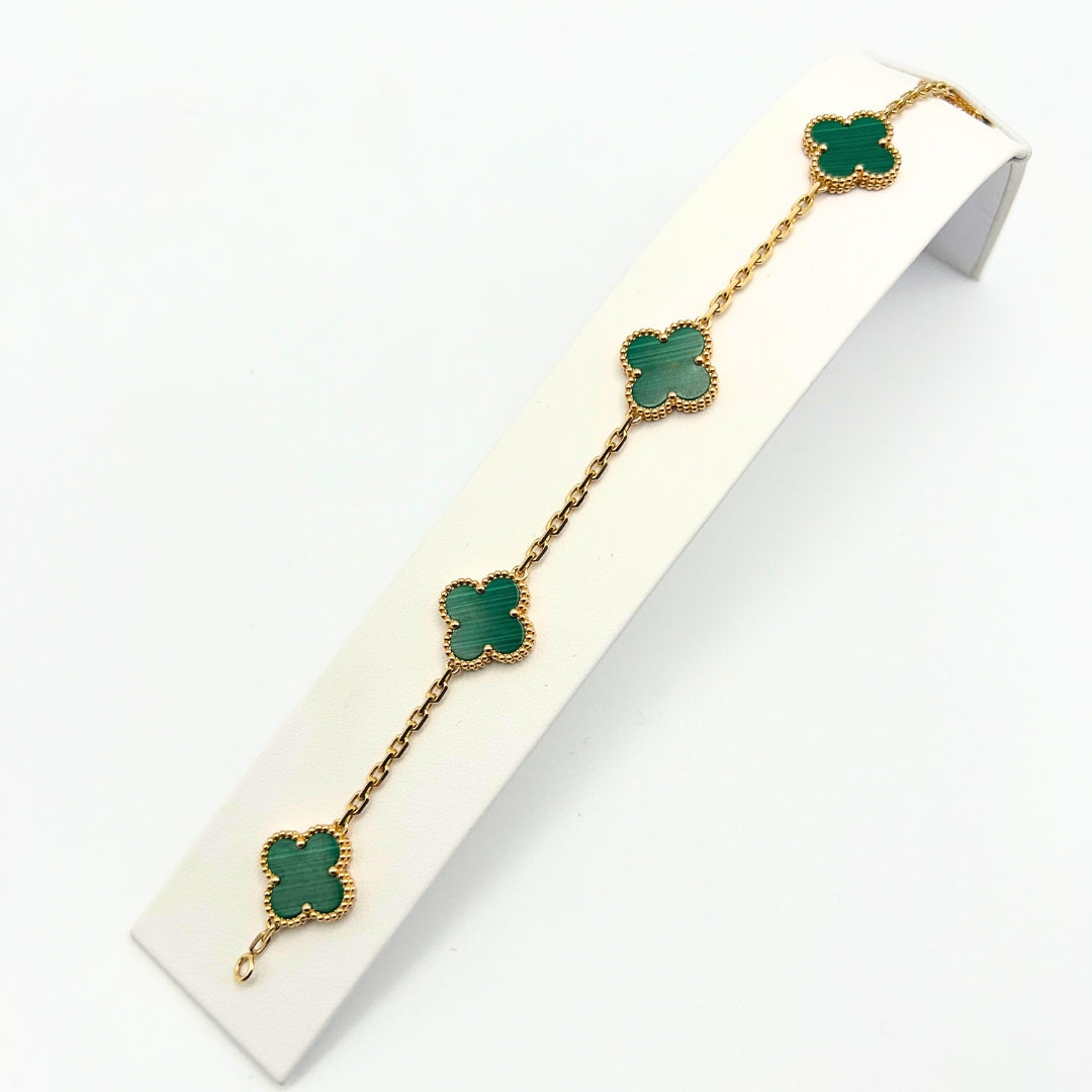 Van Cleef & Arpels Pulsera Vintage Alhambra 5 Motivos Malaquita Oro amarillo de 18 quilates