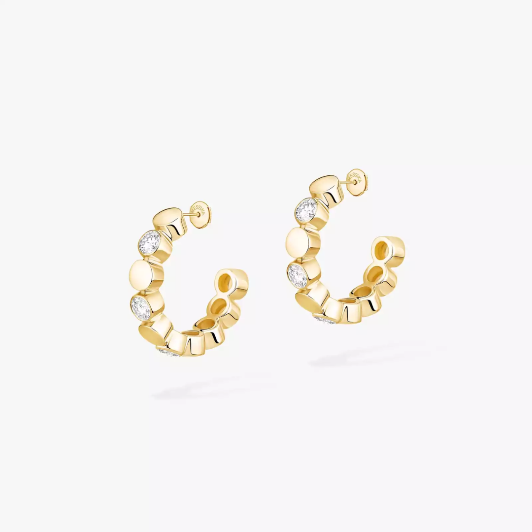D-Vibes Mini Hoop Diamond Earrings 18ct Gold