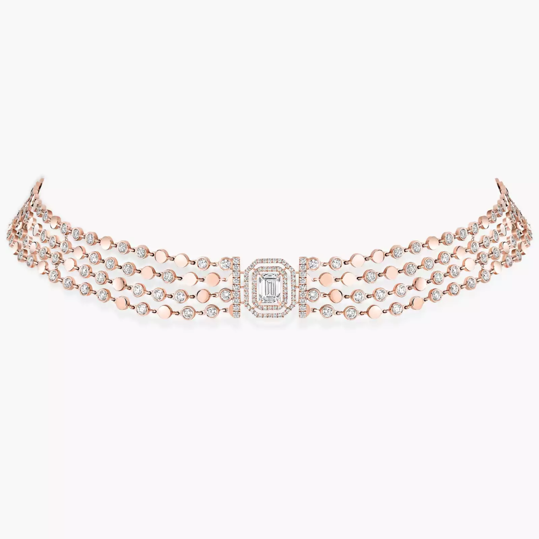 D-Vibes Multi-Row Diamond Necklace 18ct Gold